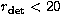 $r_{\rm det} < 20$