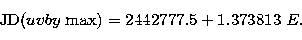 \begin{displaymath}
{\rm JD}(uvby \; {\rm max}) = 2442777.5 + 1.373813\ E.\end{displaymath}