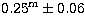 $0.25^{\rm m}\pm 0.06$