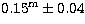 $0.15^{\rm m}\pm 0.04$