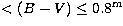 $<(B-V)\leq0.8^{\rm m}$
