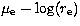 $\mu_{\rm e} - \log (r_{\rm e})$