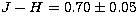 $J-H = 0.70\pm0.05$