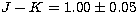 $J-K = 1.00\pm0.05$