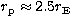 $r_{\rm p}\approx 2.5r_{\rm E}$