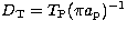 $D_{\rm T} = T_{\rm P} (\pi a_{\rm p})^{-1}$