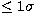 $\le 1 \sigma$
