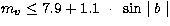 $m_{v}\leq 7.9 + 1.1~\cdot ~\sin\mid b\mid$
