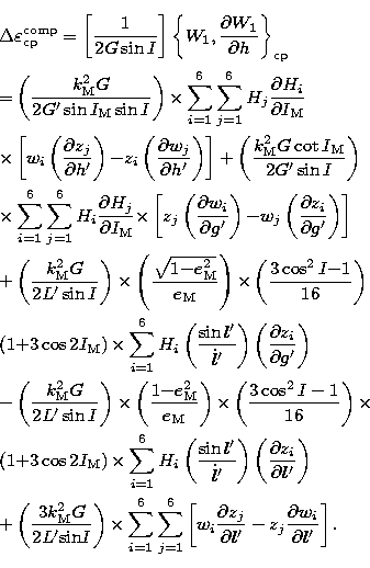 \begin{eqnarray}
&&\Delta \varepsilon_{\rm cp}^{\rm comp} =
 \left[{1 \over 2G\s...
 ...\partial l'} - 
 z_{j}{ \partial w_{i} \over \partial l'} \right].\end{eqnarray}