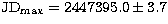 $\rm JD_{max}=2447395.0\pm3.7$
