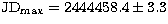 $\rm JD_{max}=2444458.4 \pm 3.3$