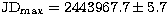 $\rm JD_{max}=2443967.7 \pm 5.7$