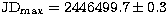 $\rm JD_{max}=2446499.7\pm0.3$