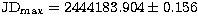 $\rm JD_{max}=2444183.904 \pm 0.156$