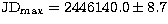 $\rm JD_{max}=2446140.0 \pm 8.7$