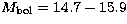 $M_{\rm bol}=14.7-15.9$