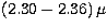 $(2.30-2.36)\,\mu$