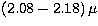 $(2.08 - 2.18)\,\mu$