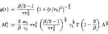 \begin{eqnarray}
g(r) & = & \frac{\beta/2-1}{\pi r_0^2} \;
 \left(1+(r/r_0)^2\ri...
 ... \Gamma\left(1-\frac{2}{\beta}\right) \: \Lambda^{\frac{2}{\beta}}\end{eqnarray}