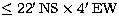$\leq 22'\,{\rm NS}\times 4'\,{\rm EW}$