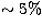 $\sim 5\%$