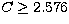 $C\geq2.576$