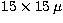 $15 \times 15\, \mu$