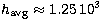 $h_{\rm avg} \approx 1.25 \, 10^3$