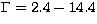 $\Gamma = 2.4-14.4$
