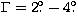 $\Gamma = 2\hbox{$.\!\!^\circ$}- 4\hbox{$.\!\!^\circ$}$