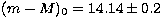 $(m-M)_0 = 14.14\pm 0.2$