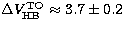 $\Delta V^{\rm TO}_{\rm HB}\approx 3.7 \pm 0.2$