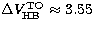$\Delta V^{\rm TO}_{\rm HB}\approx 3.55$
