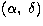 $(\alpha,~\delta)$