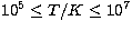 $10^5\leq T/{K}\leq 10^7$