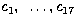 $c_1,~\ldots,c_{17}$