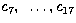 $c_7,~\ldots,c_{17}$