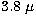 $3.8~\mu$