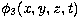 $\phi _{3}(x,y,z,t)$