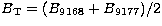 $B_{\rm T} = (B_{9168}+B_{9177})/2$