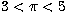 $3 < \pi < 5$