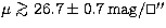 $\mu \mathrel{\hbox{\rlap{\lower.55ex \hbox {$\sim$}}
\kern-.3em \raise.4ex \hbo...
 ...$}
\parfillskip=0pt\finalhyphendemerits=0\endgraf}\fi{\hbox{$^{\prime\prime}$}}$