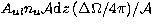 $A_{ul}n_u{\cal A}{\rm d}z\, (\Delta \Omega/4\pi) /{\cal A}$