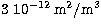 $3\ 10^{-12} \,{\rm m^2/m^3}$