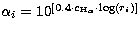 $\alpha_i=10^{[0.4 \cdot
c_{{\rm H}_\alpha} \cdot \log(r_i)]}$