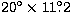 $20\hbox{$^\circ$}\times 11\hbox{$.\!\!^\circ$}2$