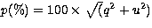$ p(\%) = 100 \times \sqrt(q^2 + u^2) $