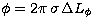 $\phi = 2\pi\,\sigma\,\Delta L_{\phi}$