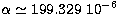 $\alpha \simeq 199.329\ 10^{-6}$