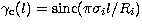 $\gamma_{\rm c}(l) = {{\rm sinc}}(\pi\sigma_{i}l/R_{i})$